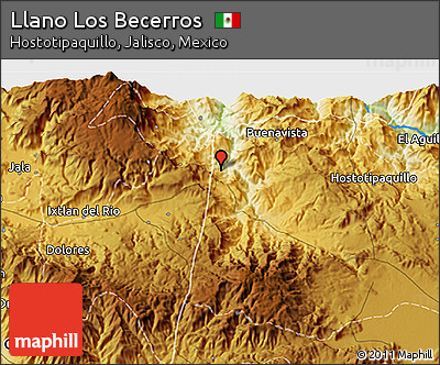 Physical 3D Map of Llano Los Becerros