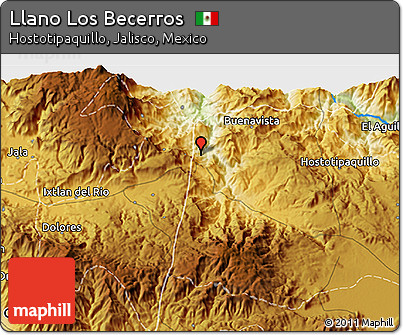 Physical 3D Map of Llano Los Becerros