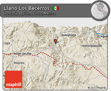 Shaded Relief 3D Map of Llano Los Becerros