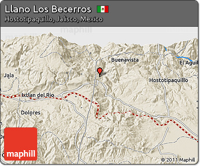 Shaded Relief 3D Map of Llano Los Becerros