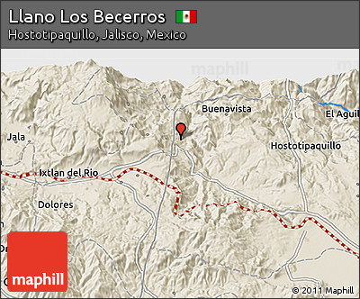 Shaded Relief 3D Map of Llano Los Becerros