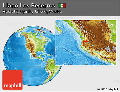 Physical Location Map of Llano Los Becerros
