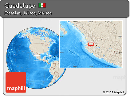Shaded Relief Location Map of Guadalupe