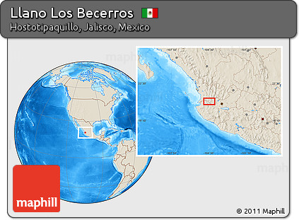 Shaded Relief Location Map of Llano Los Becerros