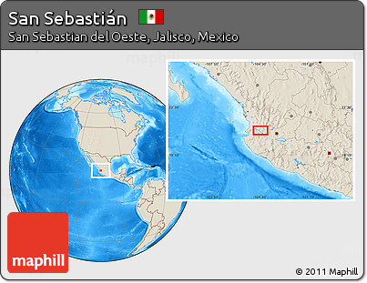 Shaded Relief Location Map of San Sebastián