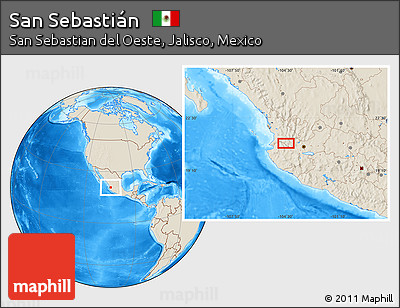 Shaded Relief Location Map of San Sebastián
