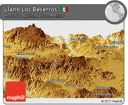 Physical Panoramic Map of Llano Los Becerros
