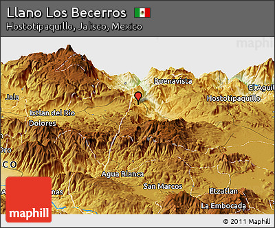 Physical Panoramic Map of Llano Los Becerros