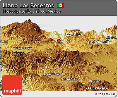Physical Panoramic Map of Llano Los Becerros