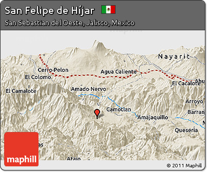 Shaded Relief Panoramic Map of San Felipe De Híjar