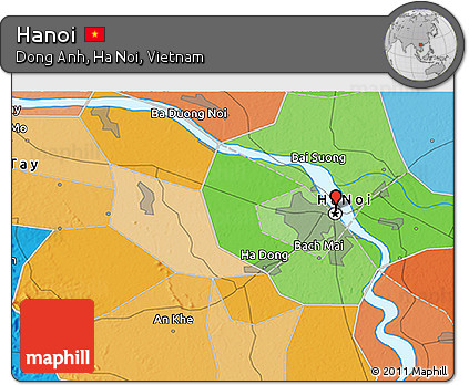 Political 3D Map of Hanoi