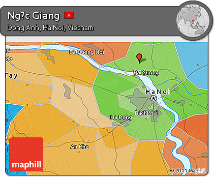 Political 3D Map of Ngọc Giang