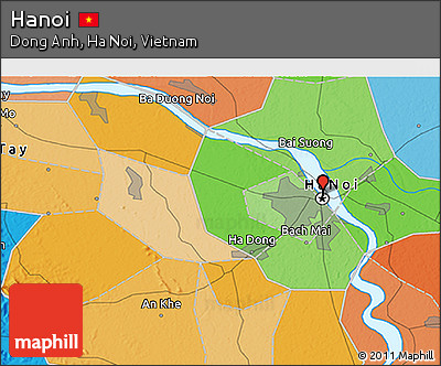 Political 3D Map of Hanoi
