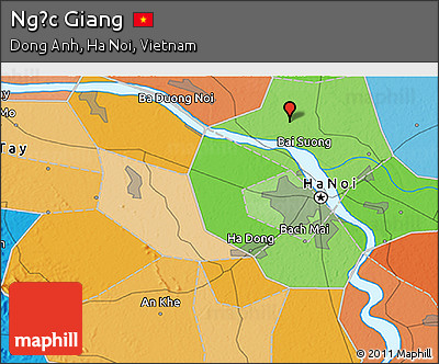 Political 3D Map of Ngọc Giang