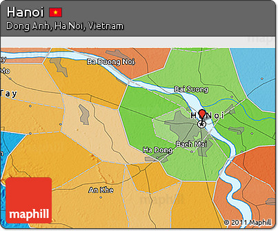 Political 3D Map of Hanoi