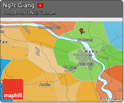 Political 3D Map of Ngọc Giang
