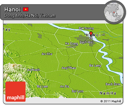 Physical Panoramic Map of Hanoi