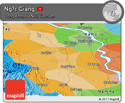 Political Panoramic Map of Ngọc Giang