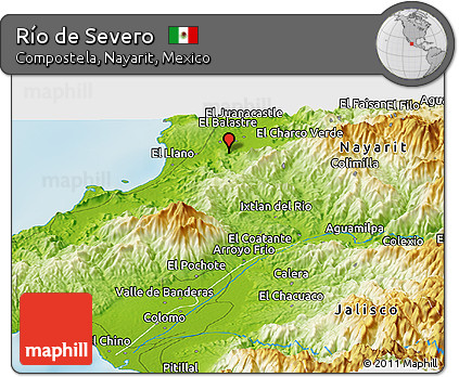 Physical Panoramic Map of Río De Severo