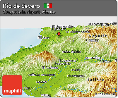 Physical Panoramic Map of Río De Severo
