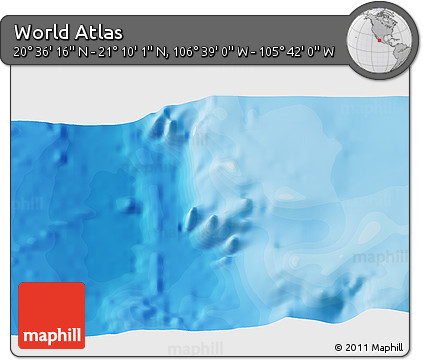 Political 3D Map of the Area around 20° 53' 8" N, 106° 10' 30" W