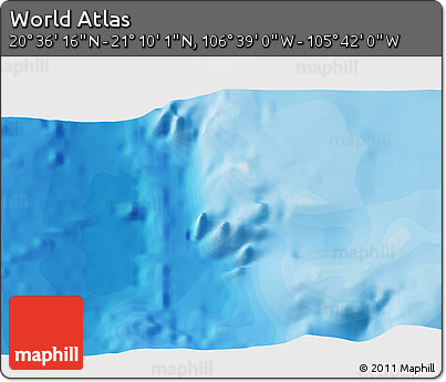Political 3D Map of the Area around 20° 53' 8" N, 106° 10' 30" W
