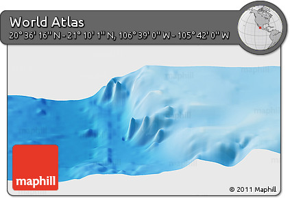 Shaded Relief Panoramic Map of the Area around 20° 53' 8" N, 106° 10' 30" W