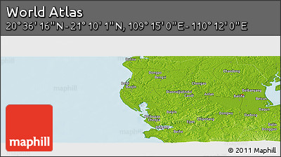 Physical Panoramic Map of the Area around 20° 53' 8" N, 109° 43' 29" E