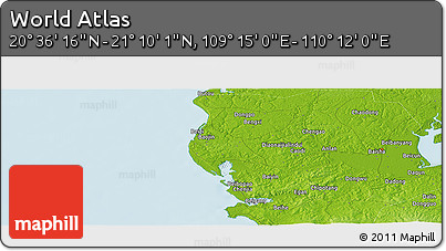 Physical Panoramic Map of the Area around 20° 53' 8" N, 109° 43' 29" E