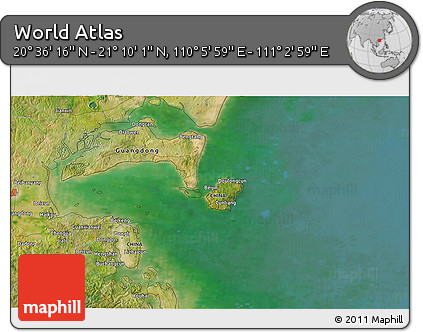 Satellite 3D Map of the Area around 20° 53' 8" N, 110° 34' 29" E