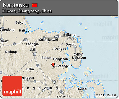 Shaded Relief Map of Naxianxu
