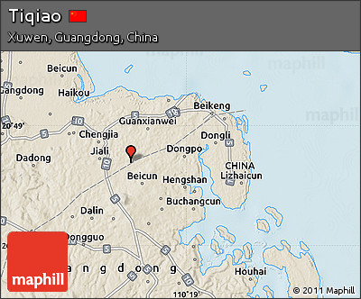 Shaded Relief Map of Tiqiao