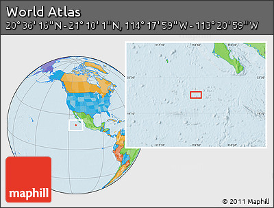 Political Location Map of the Area around 20° 53' 8" N, 113° 49' 29" W