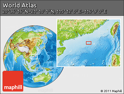 Physical Location Map of the Area around 20° 53' 8" N, 115° 40' 30" E