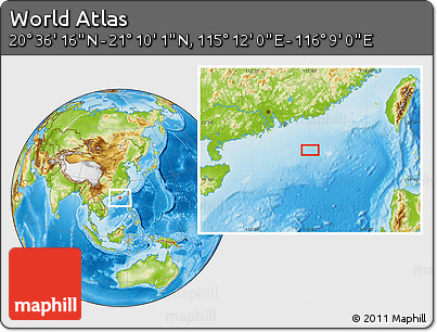 Physical Location Map of the Area around 20° 53' 8" N, 115° 40' 30" E
