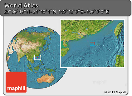 Satellite Location Map of the Area around 20° 53' 8" N, 115° 40' 30" E