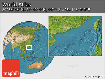Satellite Location Map of the Area around 20° 53' 8" N, 115° 40' 30" E