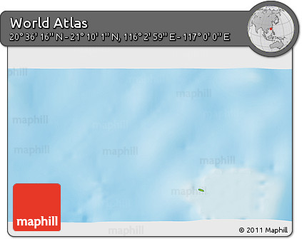 Physical 3D Map of the Area around 20° 53' 8" N, 116° 31' 30" E