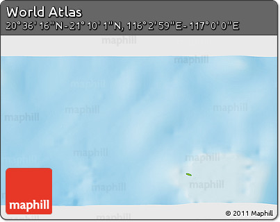 Physical 3D Map of the Area around 20° 53' 8" N, 116° 31' 30" E