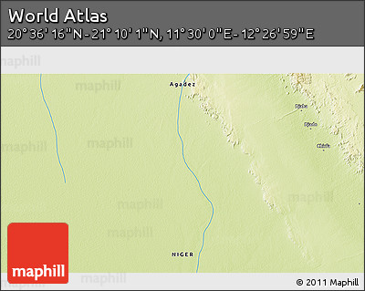Physical 3D Map of the Area around 20° 53' 8" N, 11° 58' 29" E