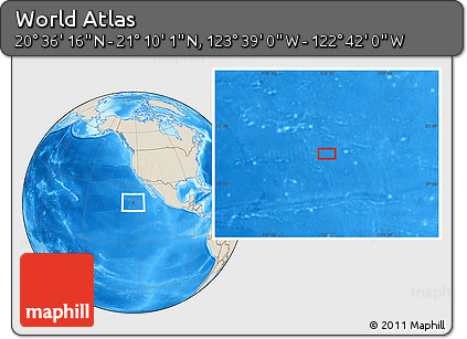 Shaded Relief Location Map of the Area around 20° 53' 8" N, 123° 10' 30" W