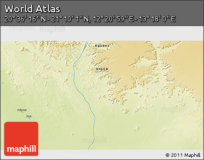 Physical 3D Map of the Area around 20° 53' 8" N, 12° 49' 29" E
