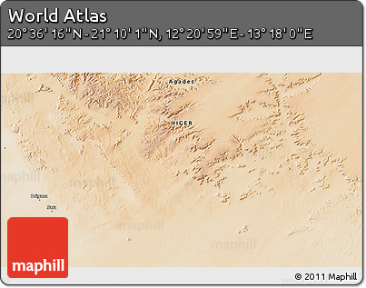 Satellite 3D Map of the Area around 20° 53' 8" N, 12° 49' 29" E