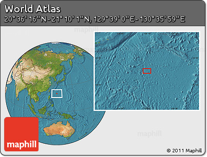 Satellite Location Map of the Area around 20° 53' 8" N, 130° 7' 30" E