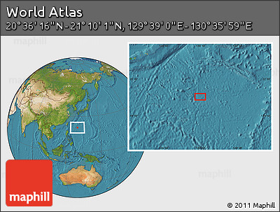 Satellite Location Map of the Area around 20° 53' 8" N, 130° 7' 30" E