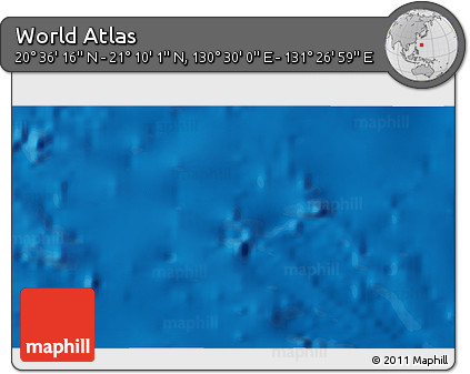 Physical 3D Map of the Area around 20° 53' 8" N, 130° 58' 29" E