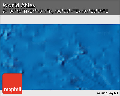 Physical 3D Map of the Area around 20° 53' 8" N, 130° 58' 29" E