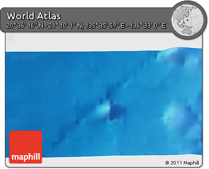 Physical 3D Map of the Area around 20° 53' 8" N, 136° 4' 29" E