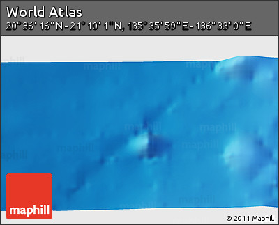 Physical 3D Map of the Area around 20° 53' 8" N, 136° 4' 29" E