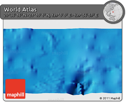 Physical 3D Map of the Area around 20° 53' 8" N, 139° 28' 29" E